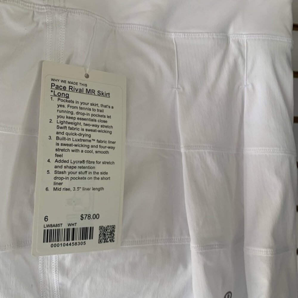 Pace Rival Mid Rise Skirt Long 15" - White - Picture 5 of 5